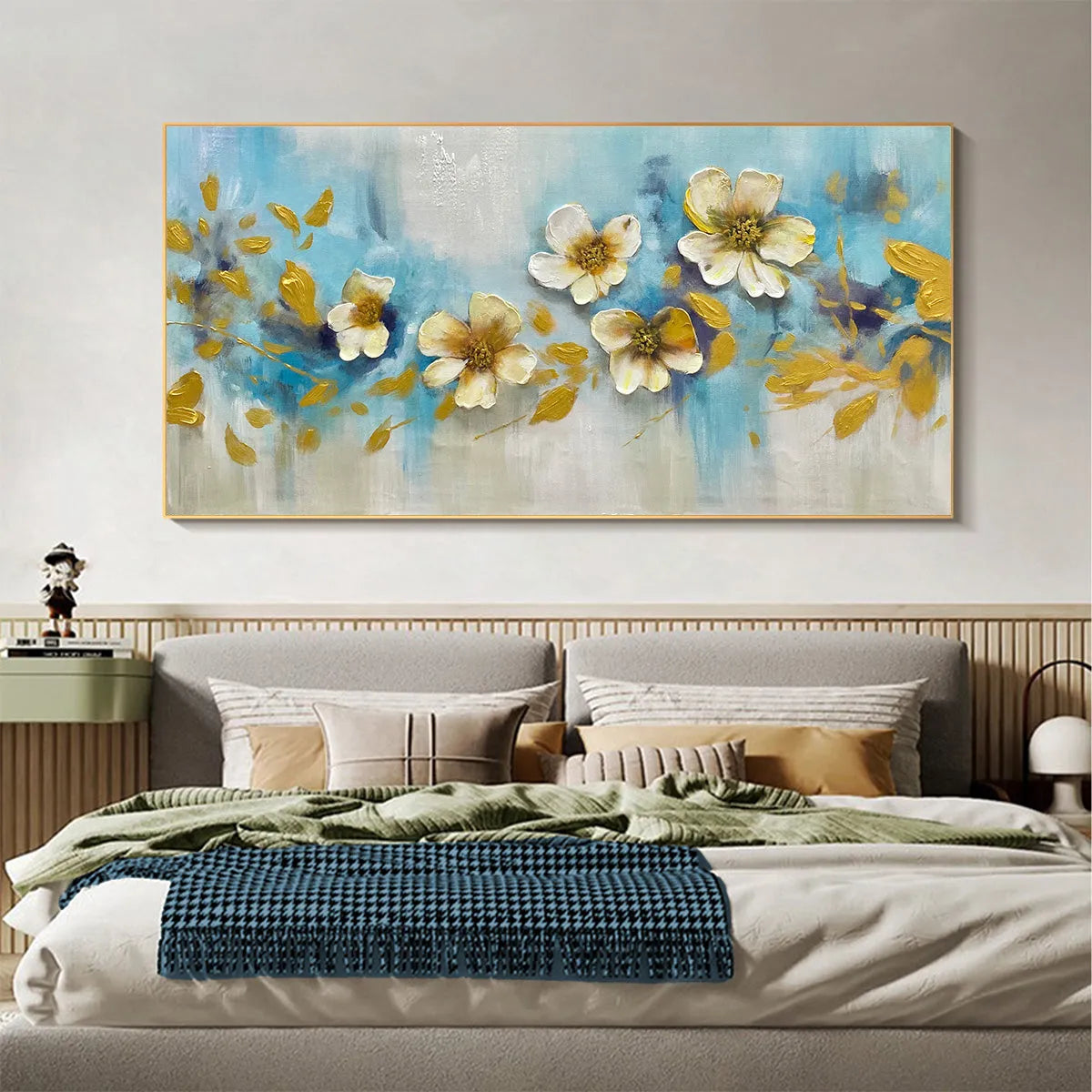 GOLDEN BLOSSOM DRIFT: Floral Painting with Gold Accents - Image 2