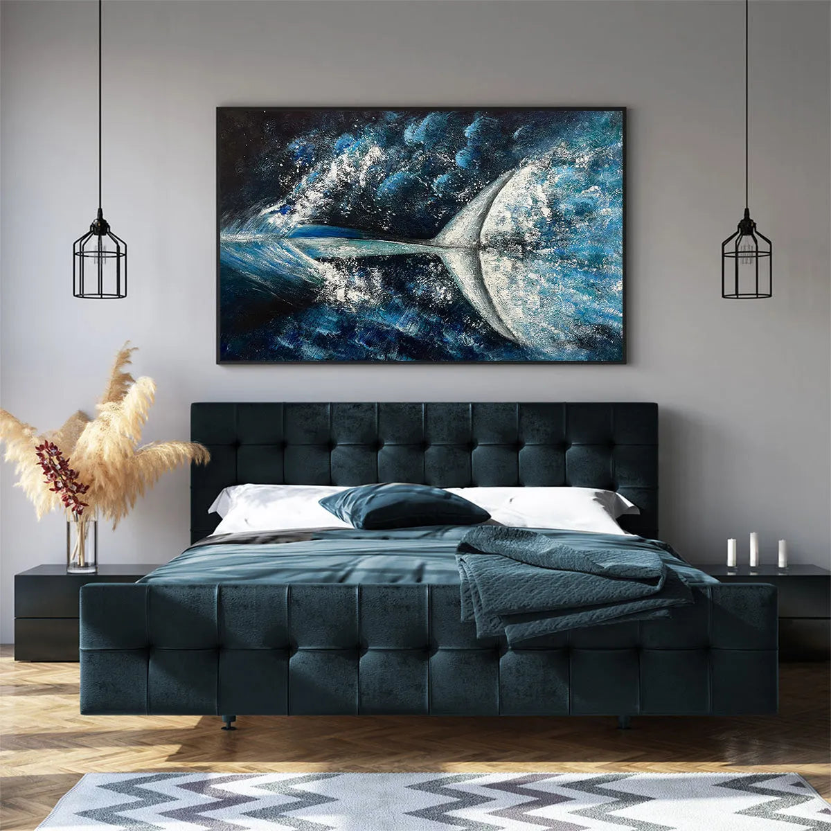WHALE'S GRACE: Textured Whale Tail Painting, Ocean Animal Art, Blue, Living Room, Bedroom, Office - Image 8
