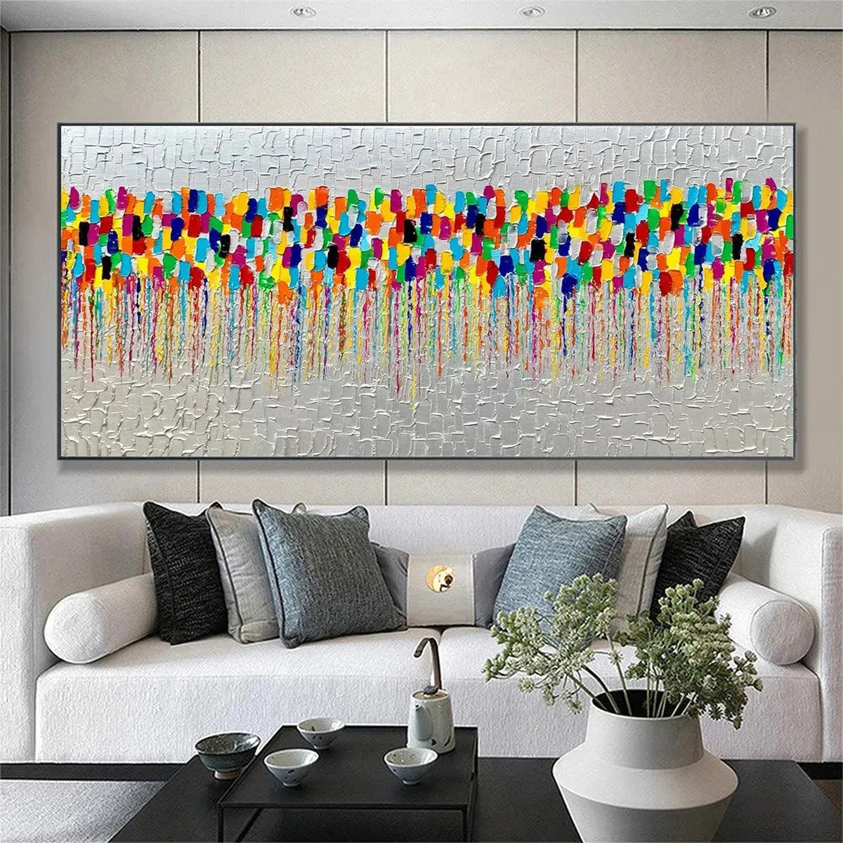 COLORFALL: Vibrant Abstract Oil Painting on Silver Leaf - Image 7