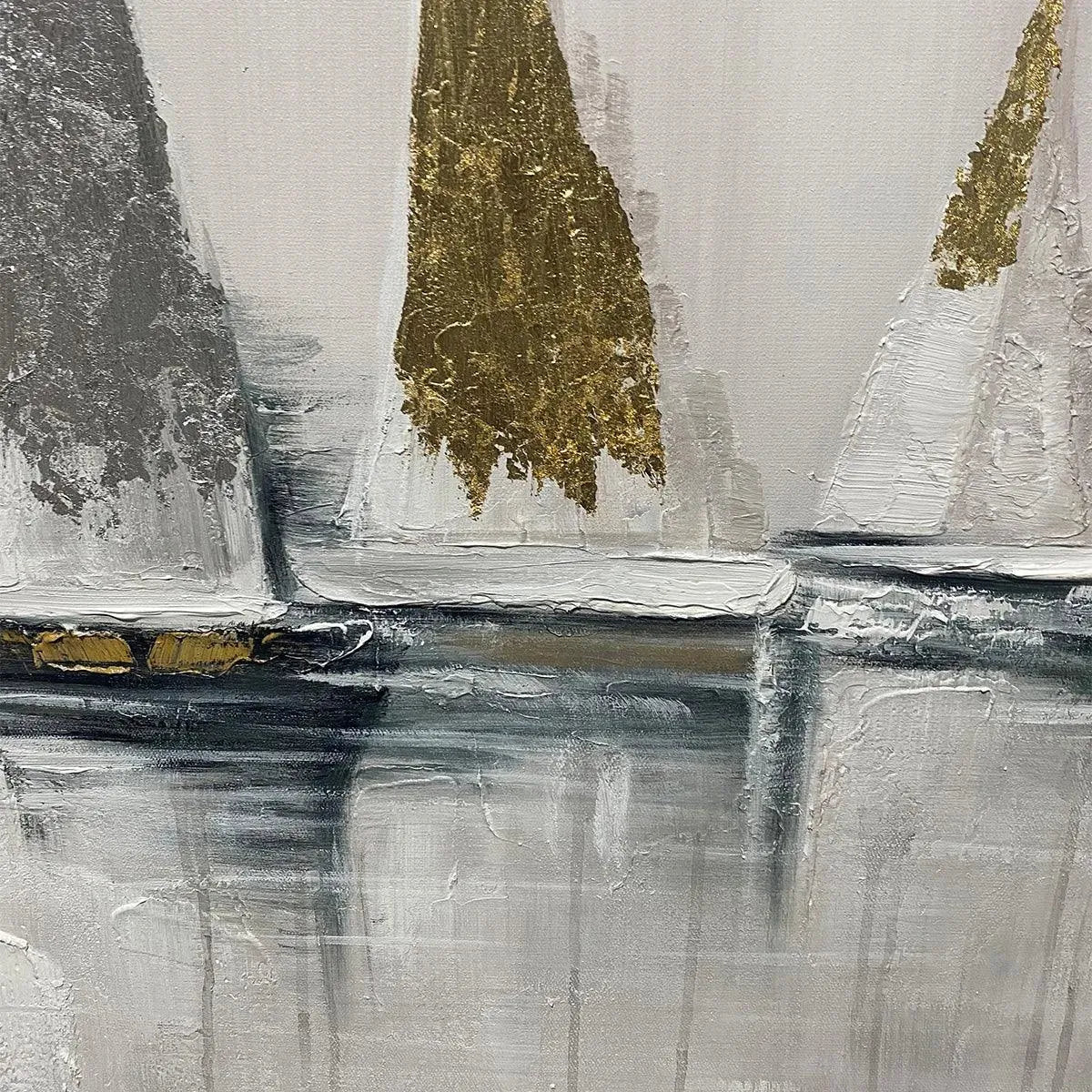 GOLDEN REGATTA: Panoramic Sailboat Painting - Image 3