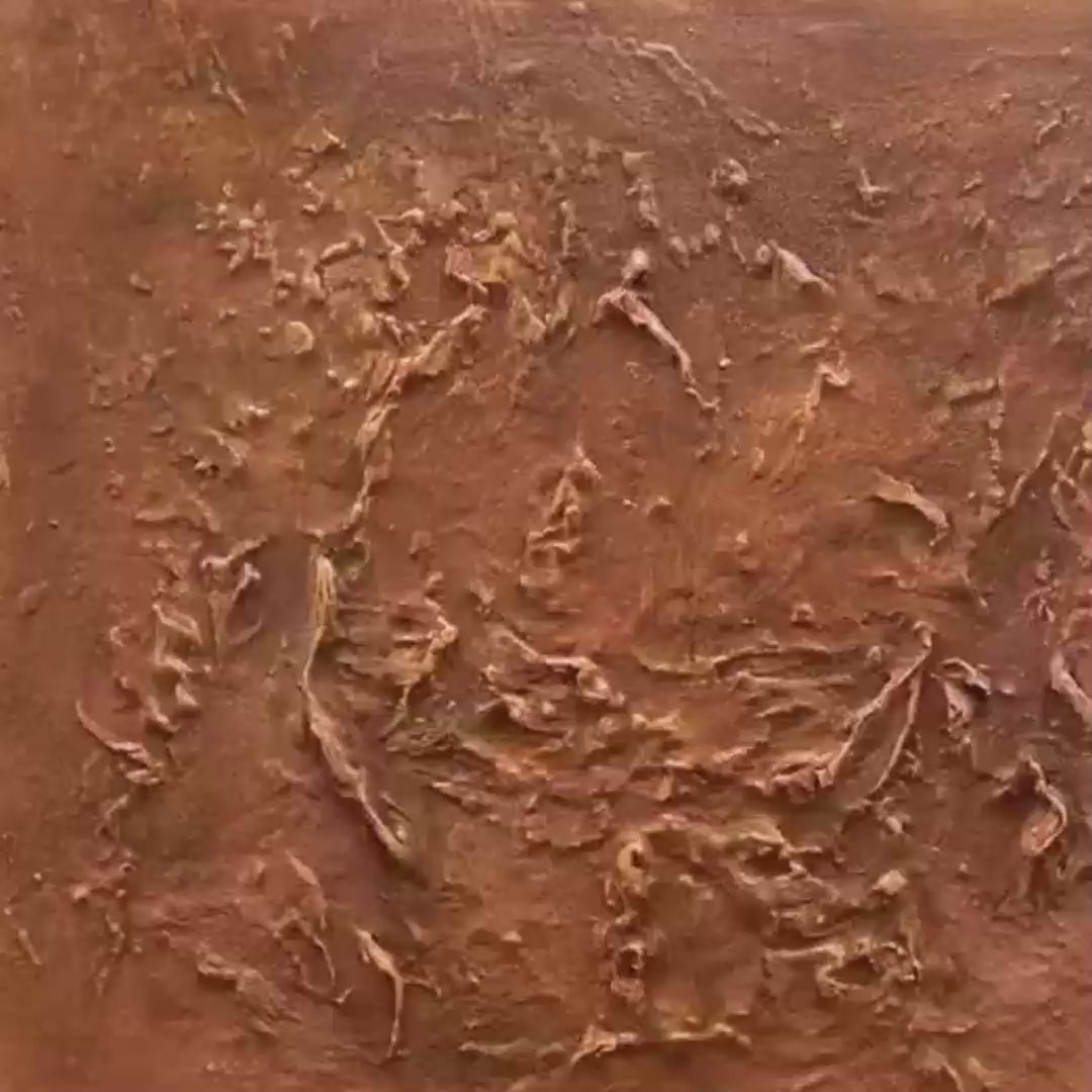 UMBRA: Textured Abstract Square Brown Oil Painting - Image 3