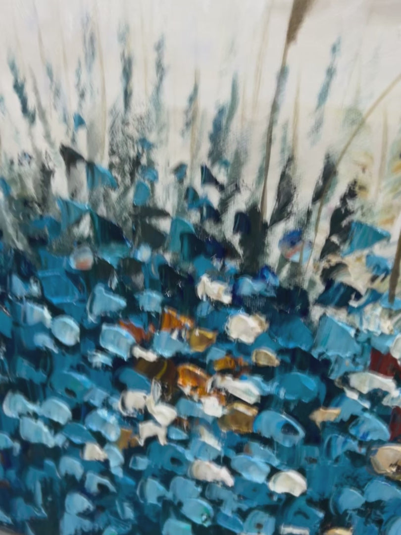 BLUE DUNES: Coastal Landscape Painting with Blue Flowers - Image 4