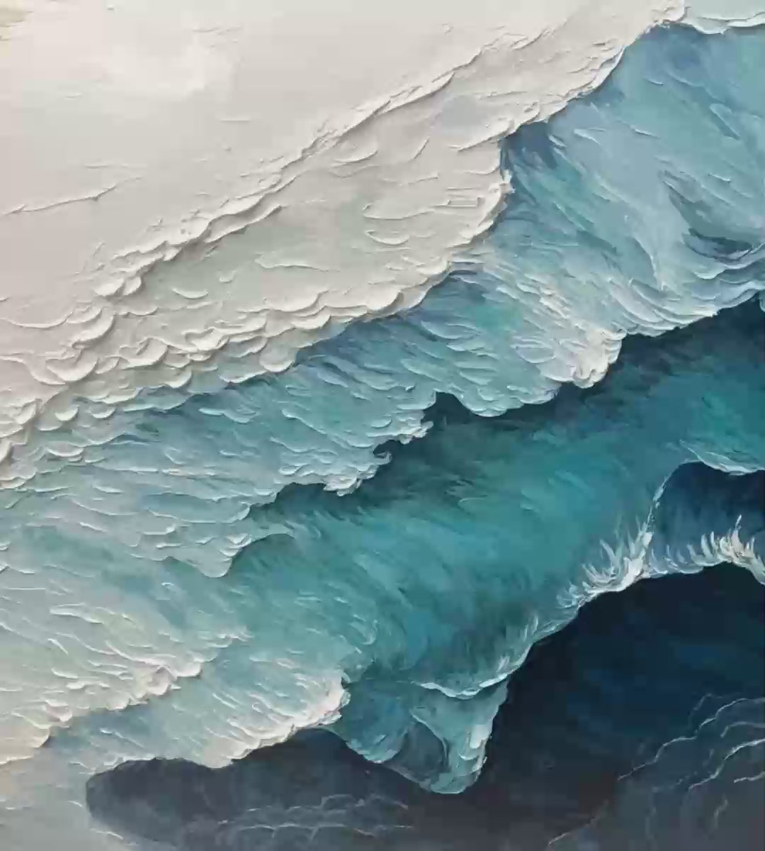Ready to Ship | Ocean Whispers: Blue-White Textured Seascape Wall Art - Image 3