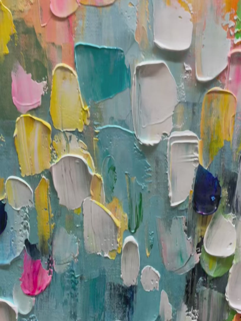WILD BLOOM: Textured Abstract Colorful Floral Landscape Oil Painting - Image 3