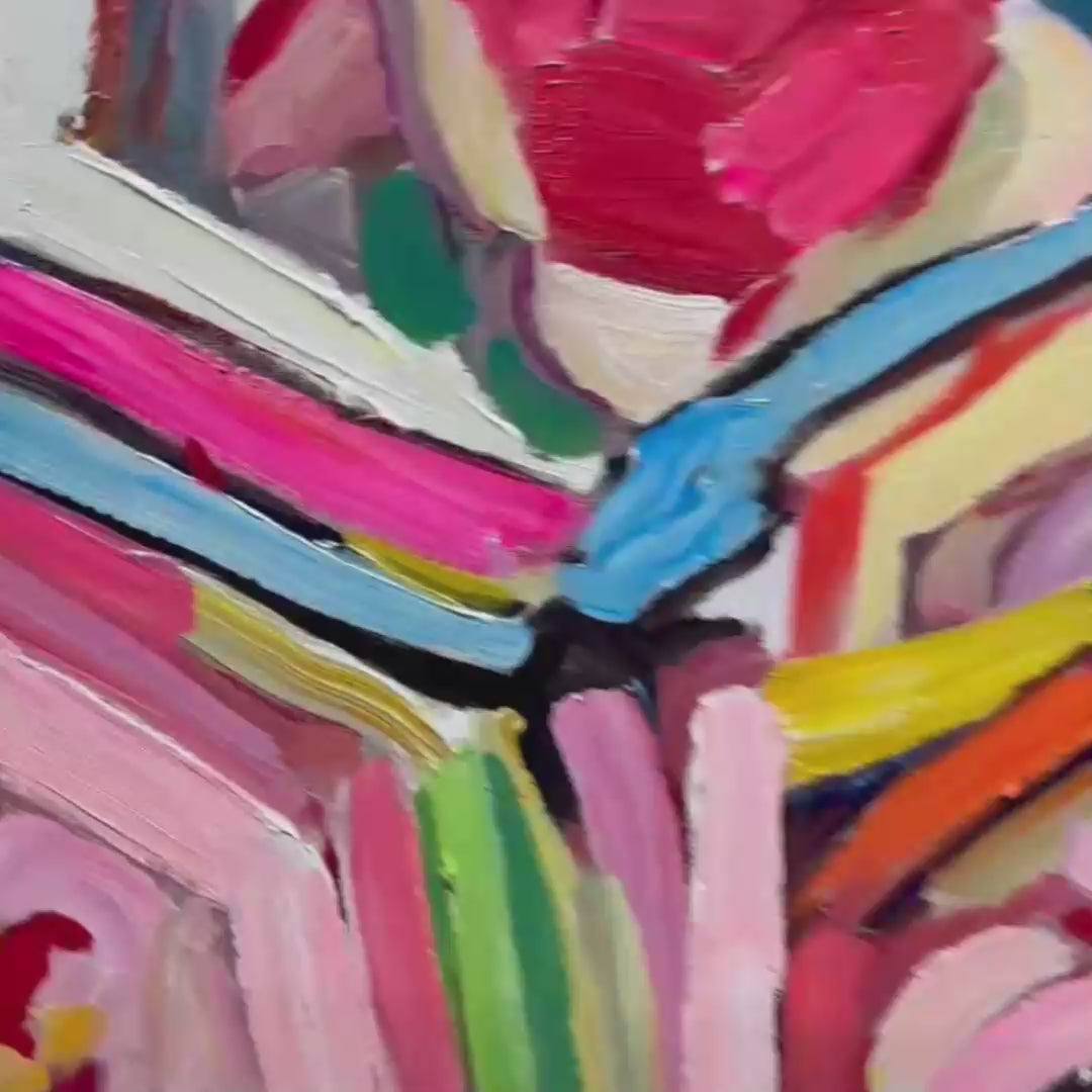HEXAGONAL HARMONY Textured Abstract Impasto Oil Painting - Image 3