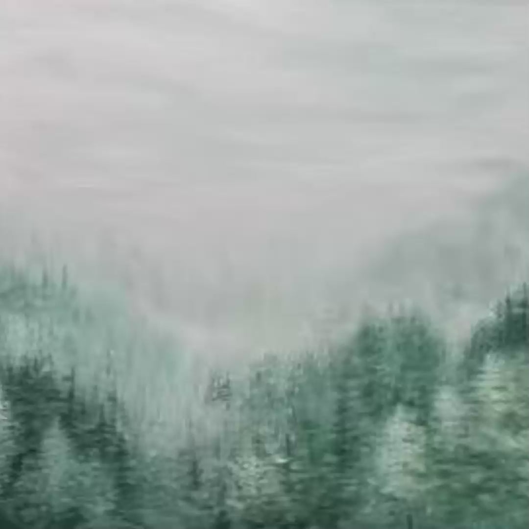 VALLEY OF THE EVERGREENS: Panoramic Evergreen Forest Landscape Oil Painting - Image 3