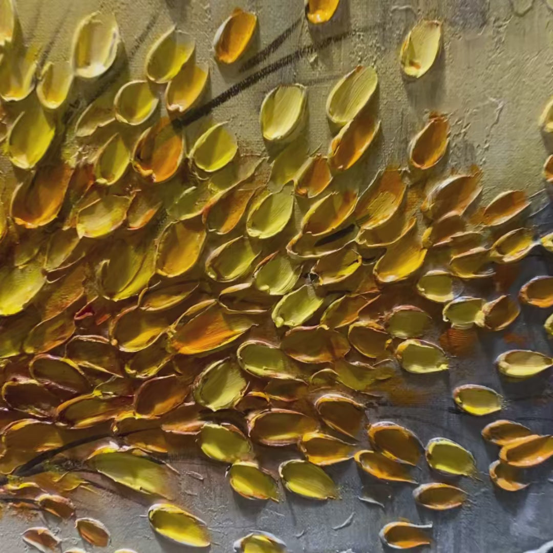 GOLDEN MAJESTY: Textured Landscape Oil Painting - Image 3