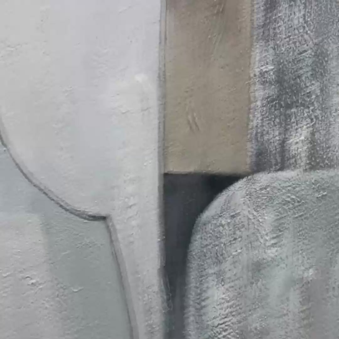 STRUCTURED CALM: Textured Minimalist Abstract Oil Painting - Image 3
