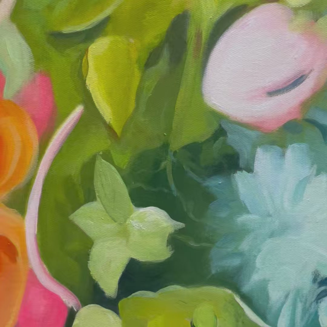 BLOOMING RHAPSODY: Textured Floral Oil Painting - Image 3
