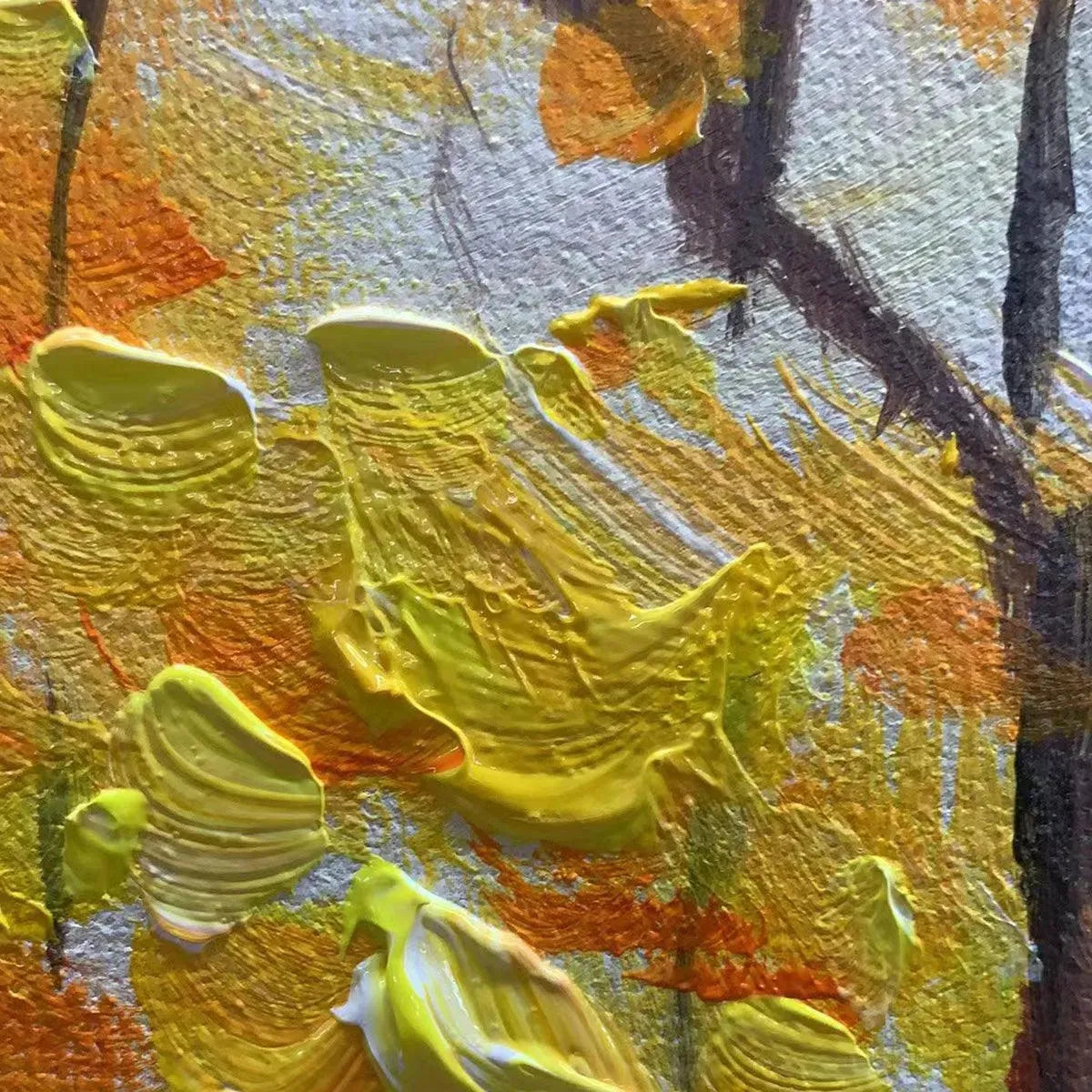 Sunset Landscape Oil Painting - Vibrant Orange Art - Image 6