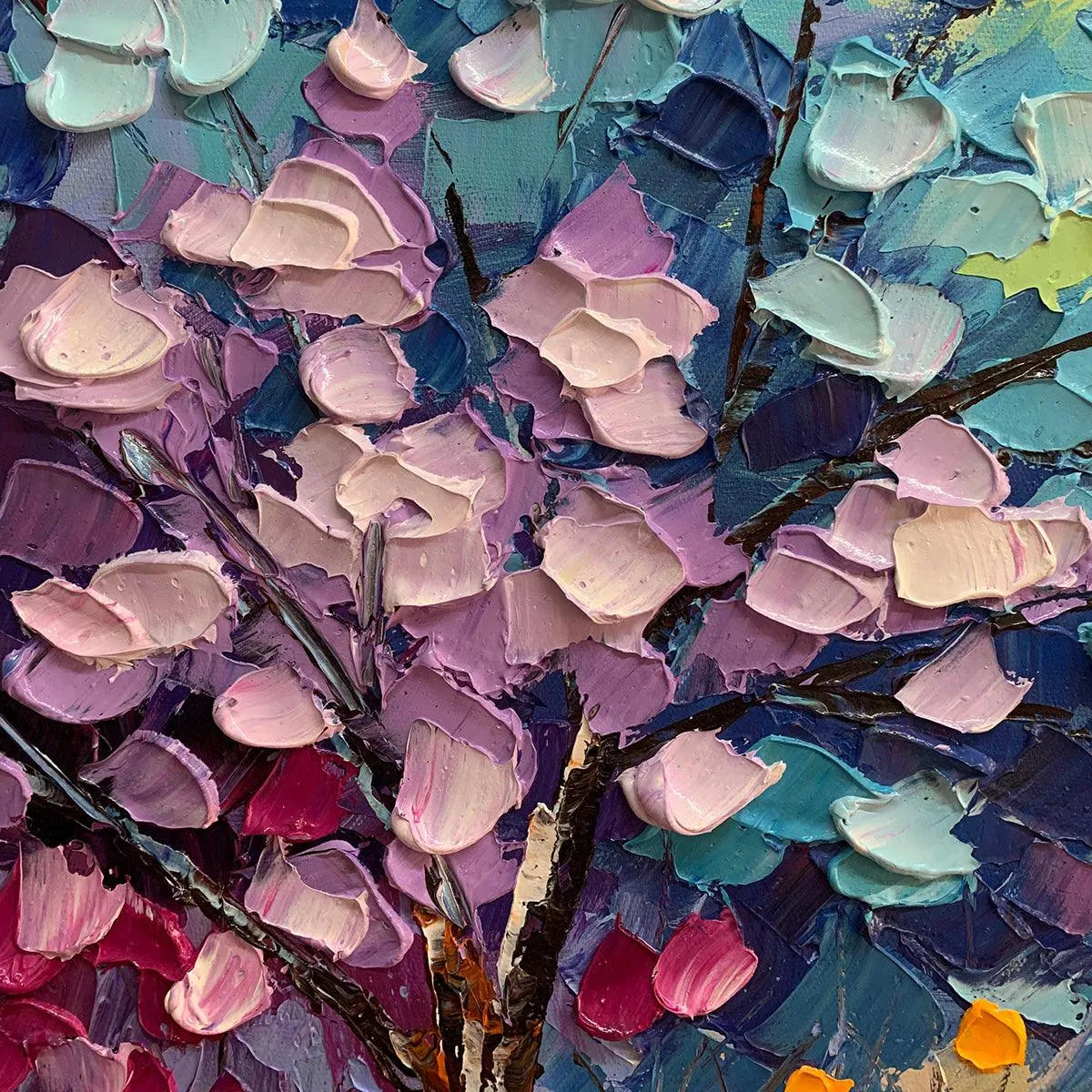 AUTUMN RAINBOW: Panoramic Tree Painting in Vibrant Colors, Textured Canvas, Modern Wall Art - Image 3