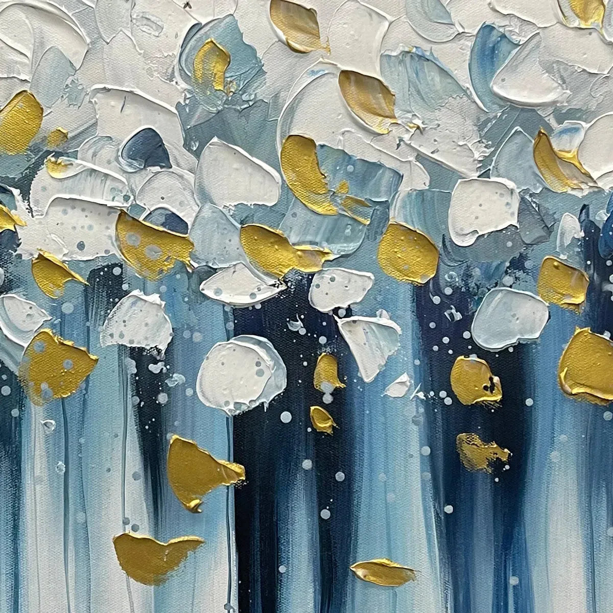GOLDEN FALLS: Abstract Painting in Blue and Gold, Textured Canvas, Modern Wall Art - Image 3