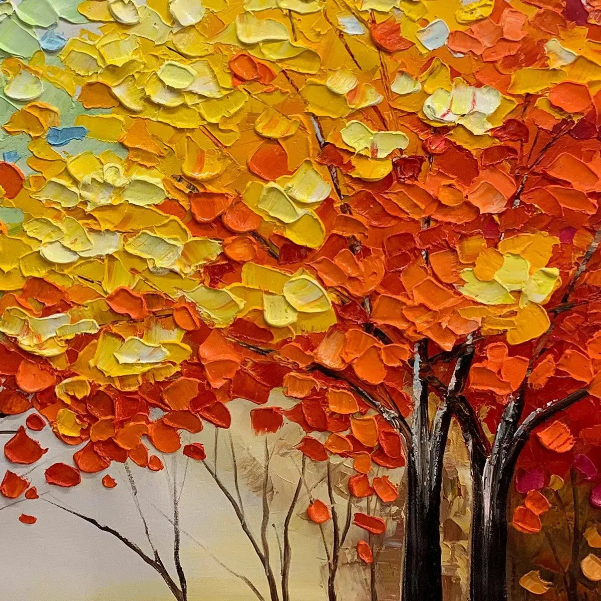 AUTUMN RAINBOW: Panoramic Tree Painting in Vibrant Colors, Textured Canvas, Modern Wall Art - Image 5