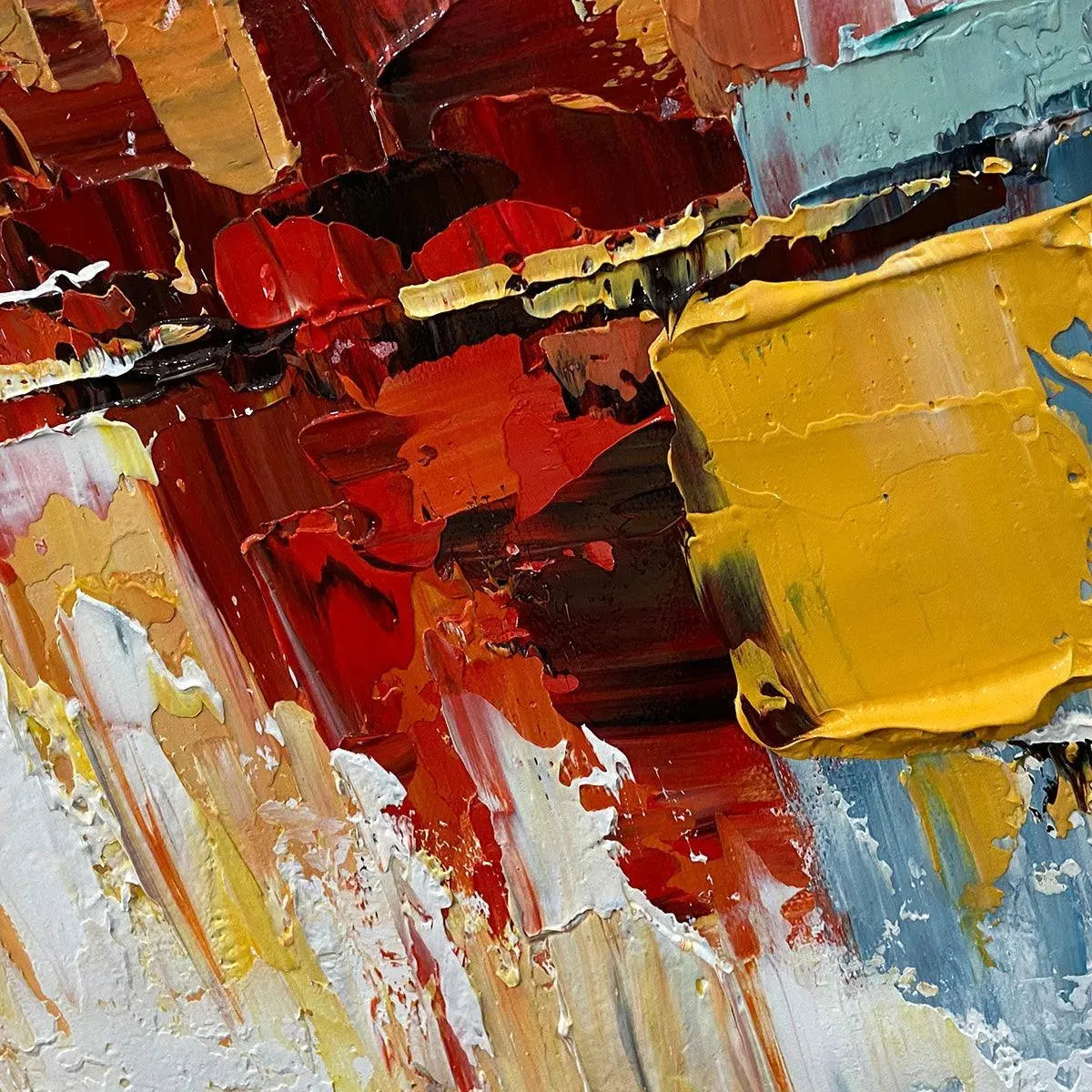 DESERT DUSK: Panoramic Abstract Painting in Orange and Beige, Textured Canvas, Modern Wall Art - Image 6