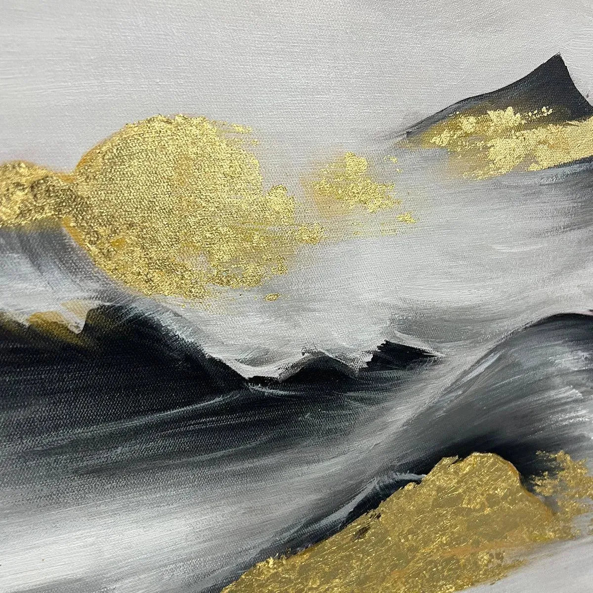Black and Gold Mountain Oil Painting - Abstract Art - Image 5