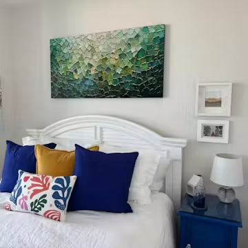 EMERALD MOSAIC: Textured Abstract Landscape Oil Painting photo review