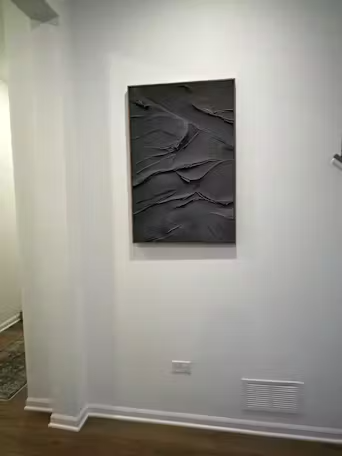 BLACK TEXTURED IMPASTO: Dramatic Black Impasto Painting, Vertical Wall Art photo review