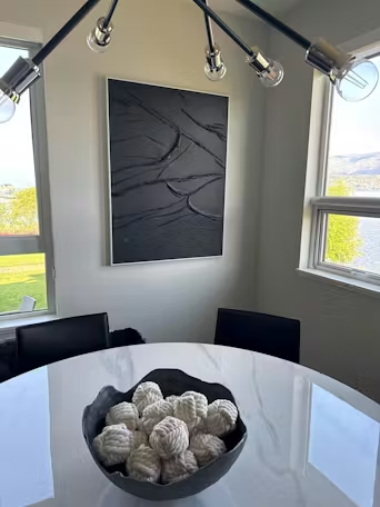 BLACK TEXTURED IMPASTO: Dramatic Black Impasto Painting, Vertical Wall Art photo review