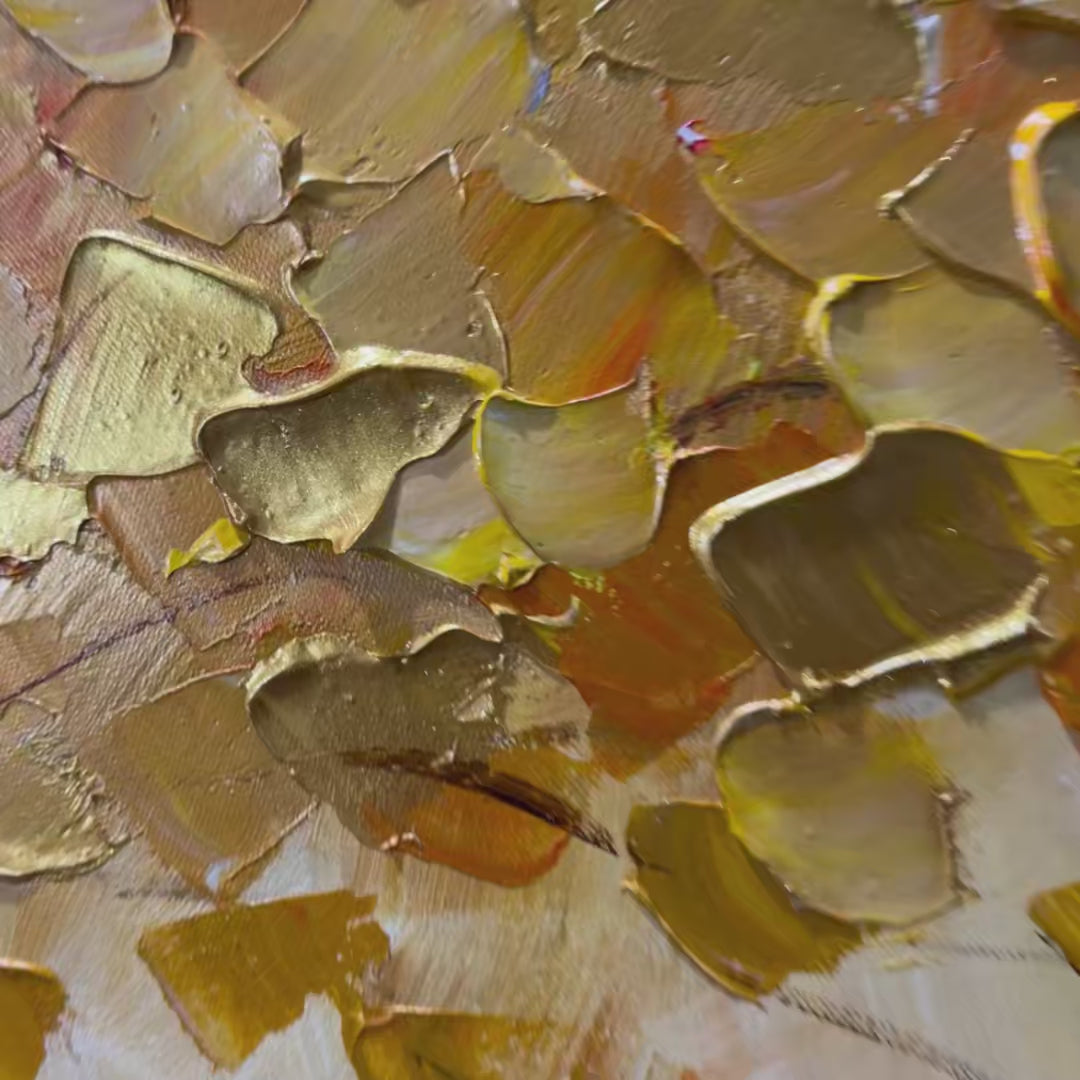 GOLDEN MAJESTY: Textured Impasto Golden Tree Oil Painting - Image 3