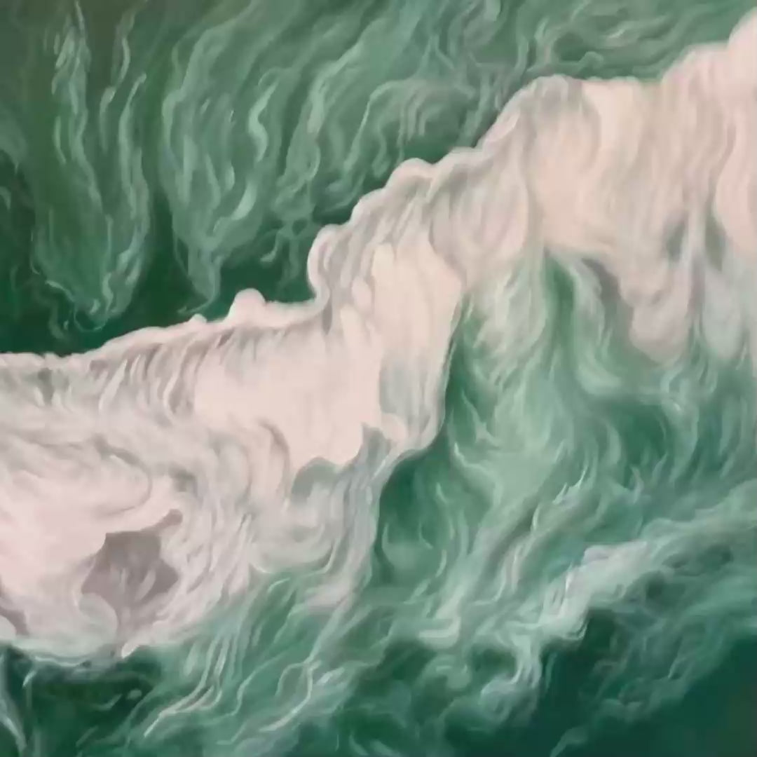 EMERALD FLOW: Abstract Ocean Painting, Horizontal Wall Art - Image 3
