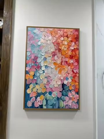 BLOOMING RHAPSODY: Textured Impasto Floral Oil Painting photo review