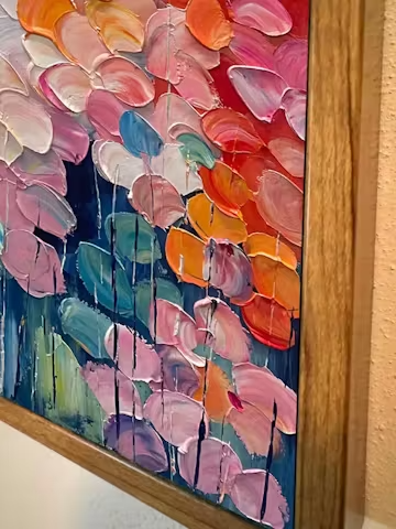BLOOMING RHAPSODY: Textured Impasto Floral Oil Painting photo review