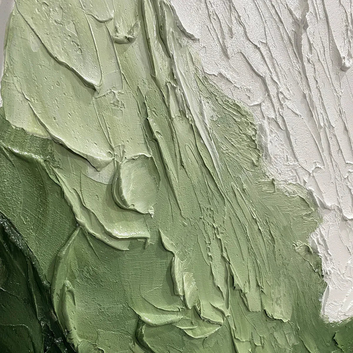 EMERALD FLOW: Textured Abstract Landscape Painting in Greens and White - Image 3