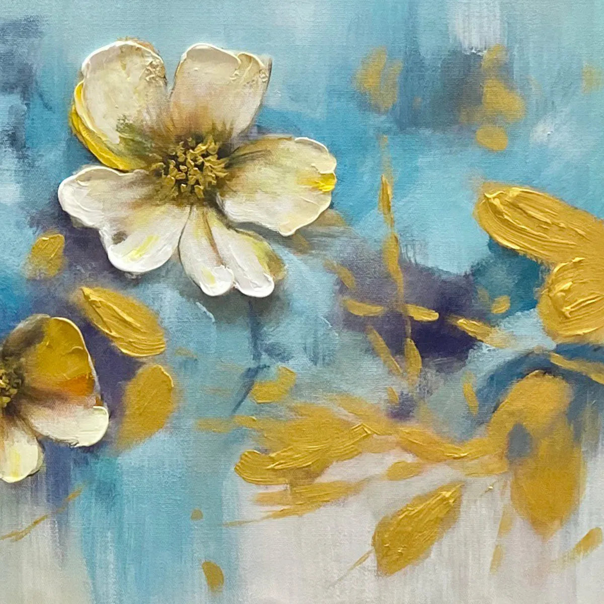 GOLDEN BLOSSOM DRIFT: Floral Painting with Gold Accents - Image 4