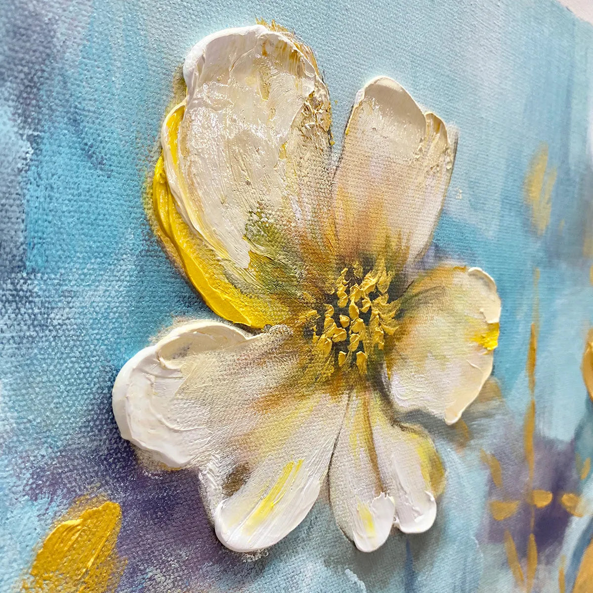 GOLDEN BLOSSOM DRIFT: Floral Painting with Gold Accents - Image 3