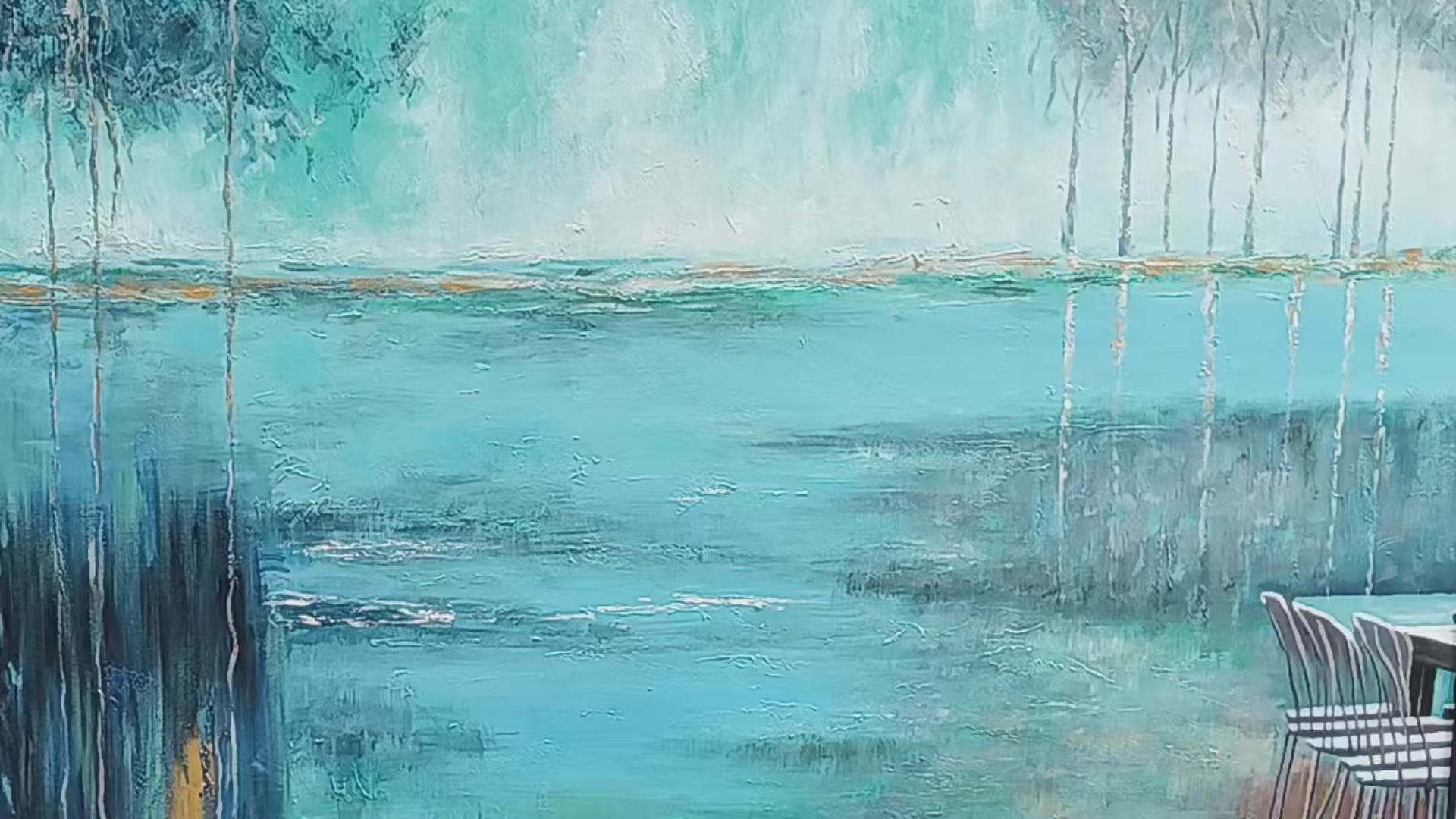 AZURE REFLECTIONS: Abstract Landscape Oil Painting on Canvas - Image 4
