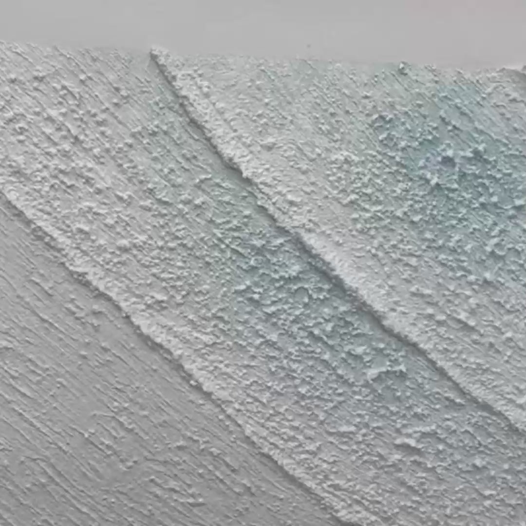 AZURE SHORES: Textured Abstract Beach Painting in Blue and White - Image 3