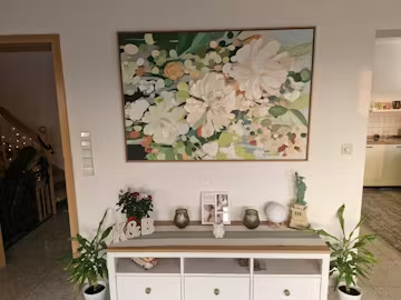 BLUSHING BLOOMS: Textured Floral Painting, Impasto Palette Knife, Vertical Canvas, Modern Floral Wall Art photo review