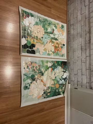 BLUSHING BLOOMS: Textured Floral Painting, Impasto Palette Knife, Vertical Canvas, Modern Floral Wall Art photo review