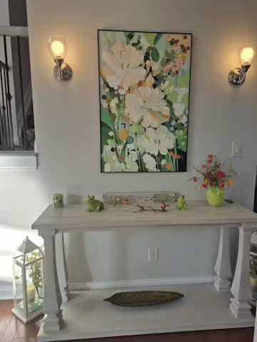 BLUSHING BLOOMS: Textured Floral Painting, Impasto Palette Knife, Vertical Canvas, Modern Floral Wall Art photo review