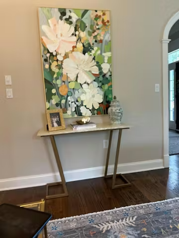 BLUSHING BLOOMS: Textured Floral Painting, Impasto Palette Knife, Vertical Canvas, Modern Floral Wall Art photo review