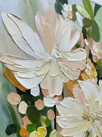 BLUSHING BLOOMS: Textured Floral Painting, Impasto Palette Knife, Vertical Canvas, Modern Floral Wall Art photo review