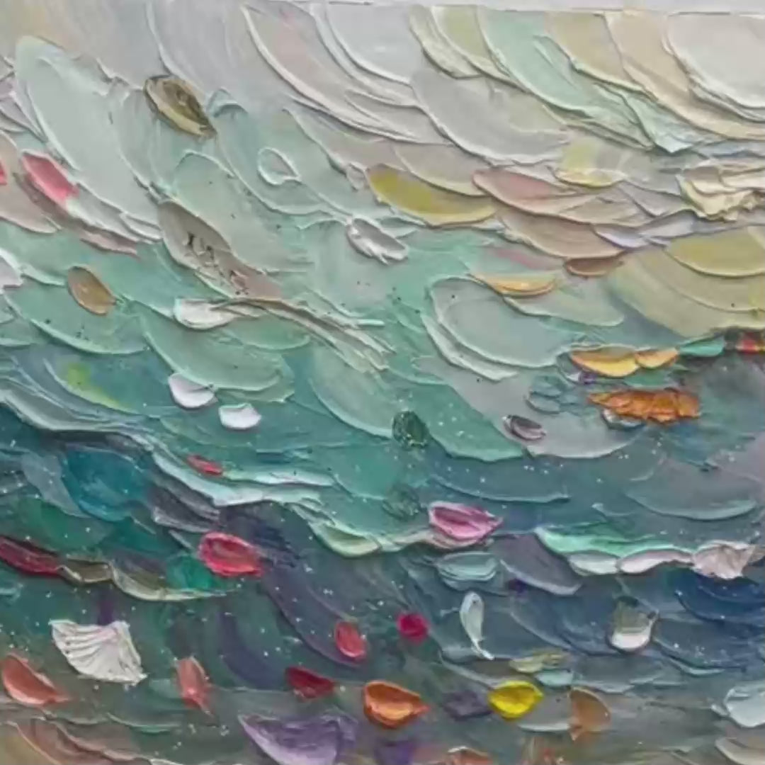 CORAL DREAM: Textured Abstract Seascape Oil Painting - Image 3