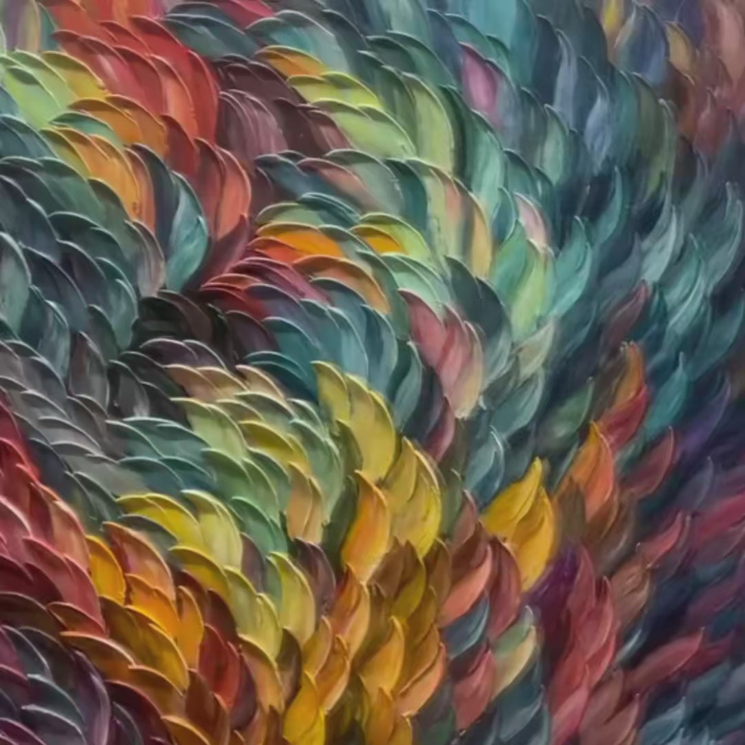 CHROMA WHIRL: Textured Impasto Oil Painting in Vibrant Multicolor - Image 3