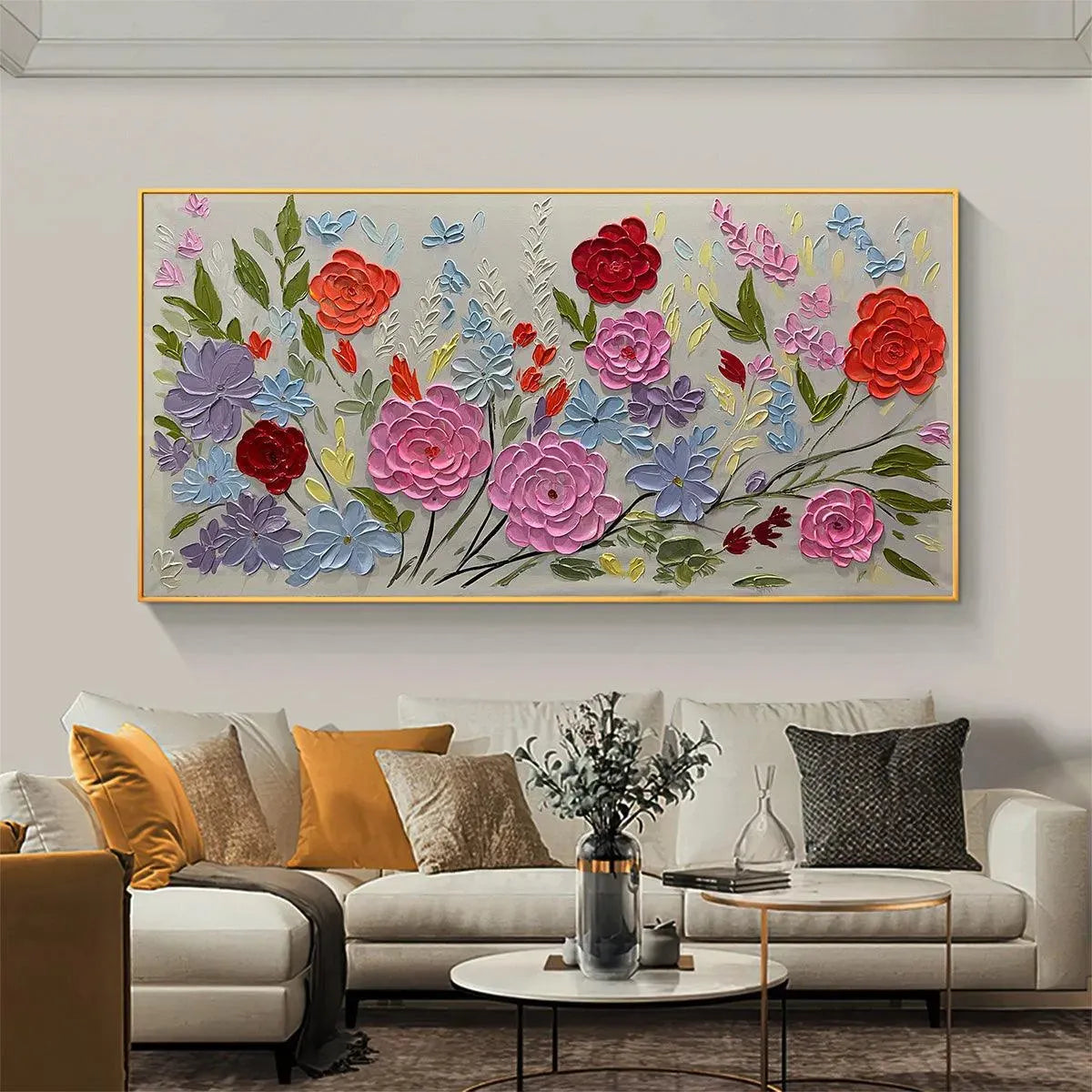 Hand-Painted Floral Oil Painting - Vibrant Garden Art - Image 4