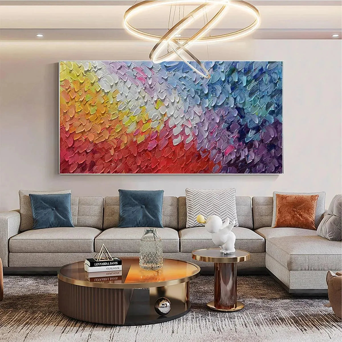 CHROMATIC FLOW: Colorful Abstract Painting, Textured Impasto, Panoramic Canvas, Modern Wall Art - Image 4