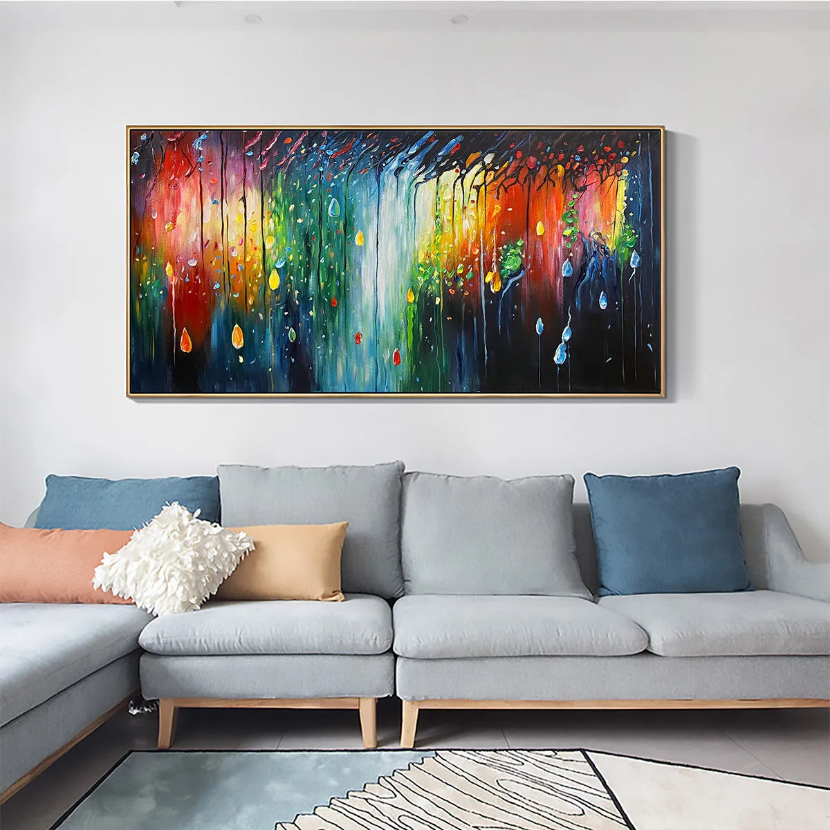 RAINFOREST MELODY: Abstract Painting, Colorful Waterfall, Living Room, Dining Room, Office - Image 6