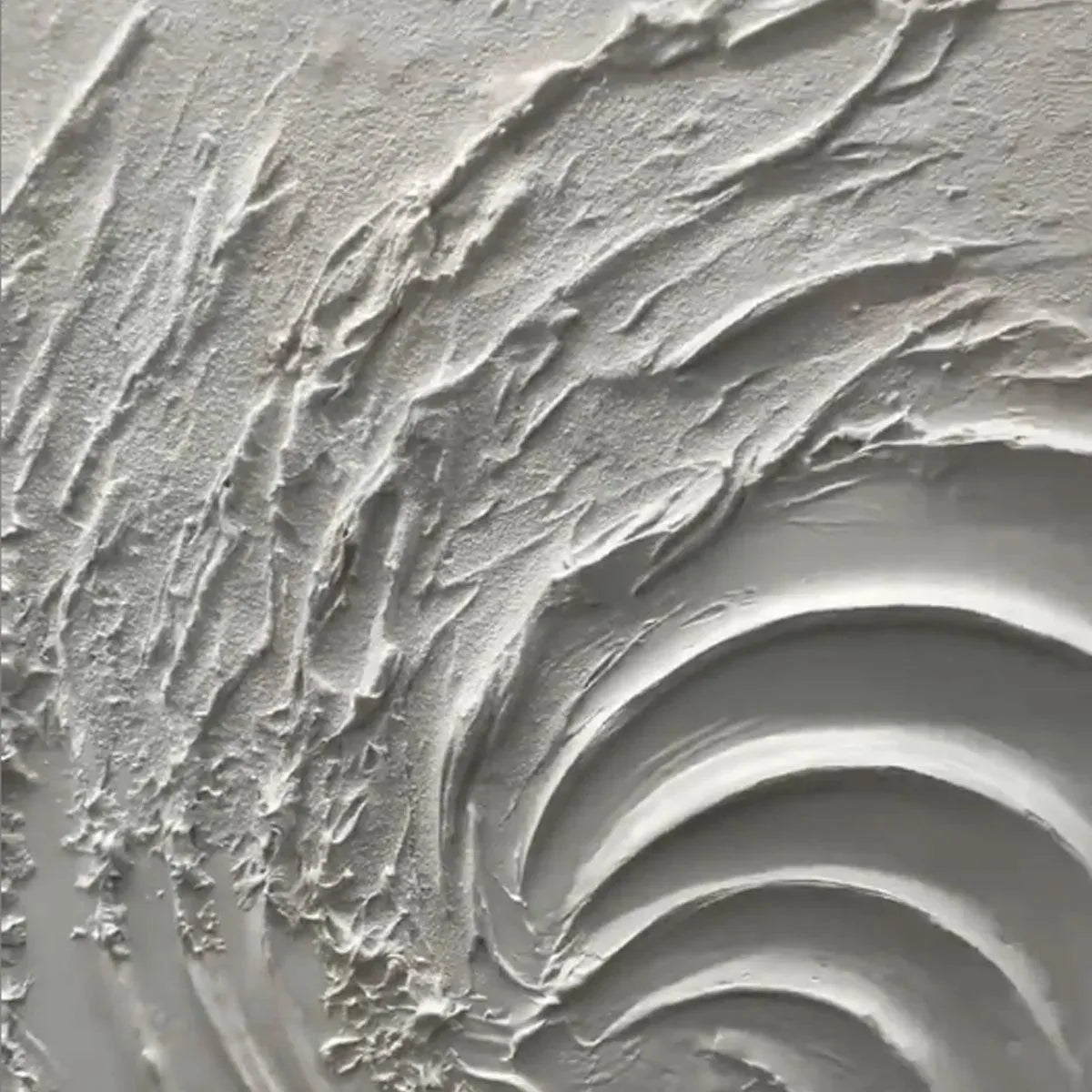 WHIRLWIND: Textured White Abstract Swirl Painting for Living Room - Image 2