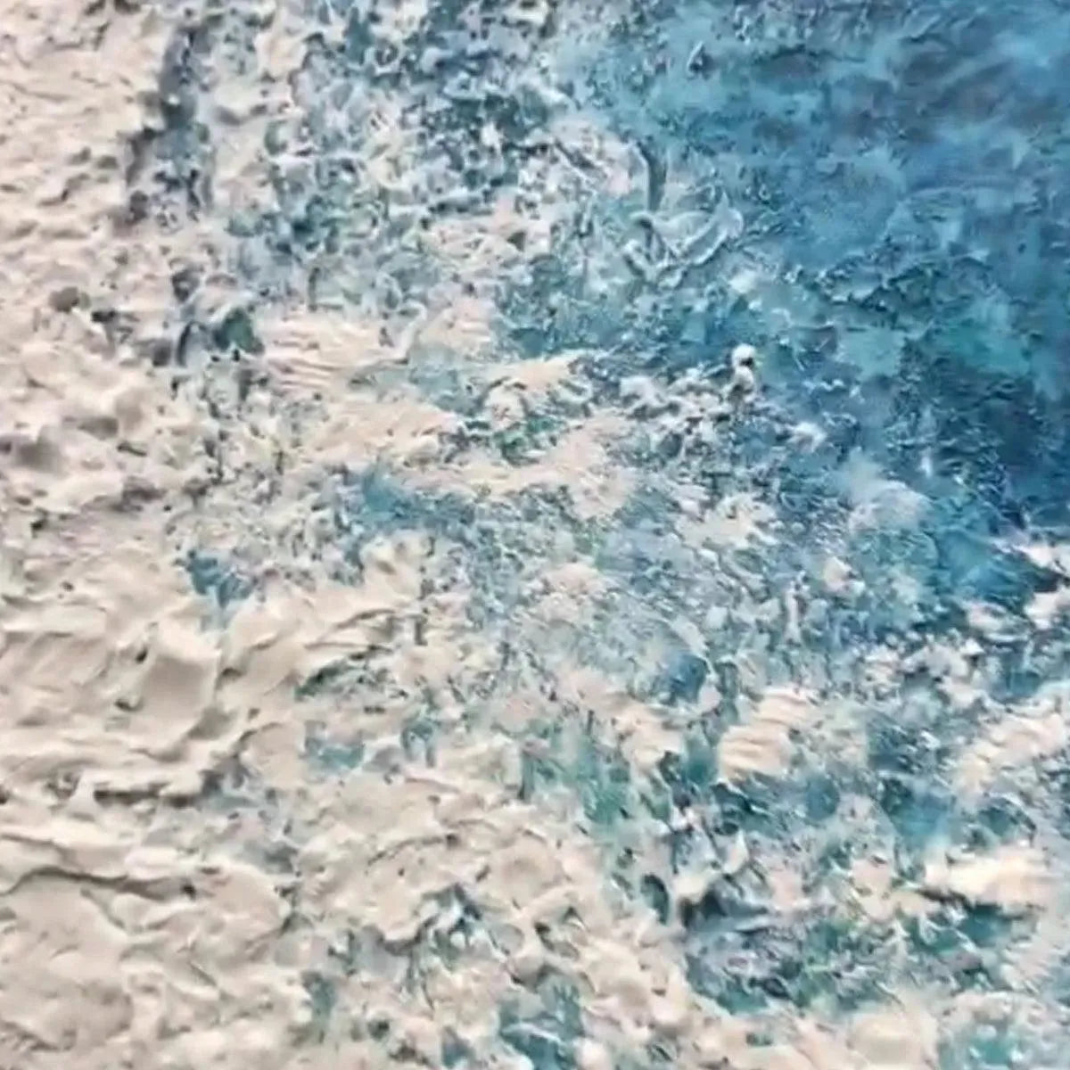 AZURE COAST: Blue and Beige Abstract Coastal Painting for Living Room - Image 5