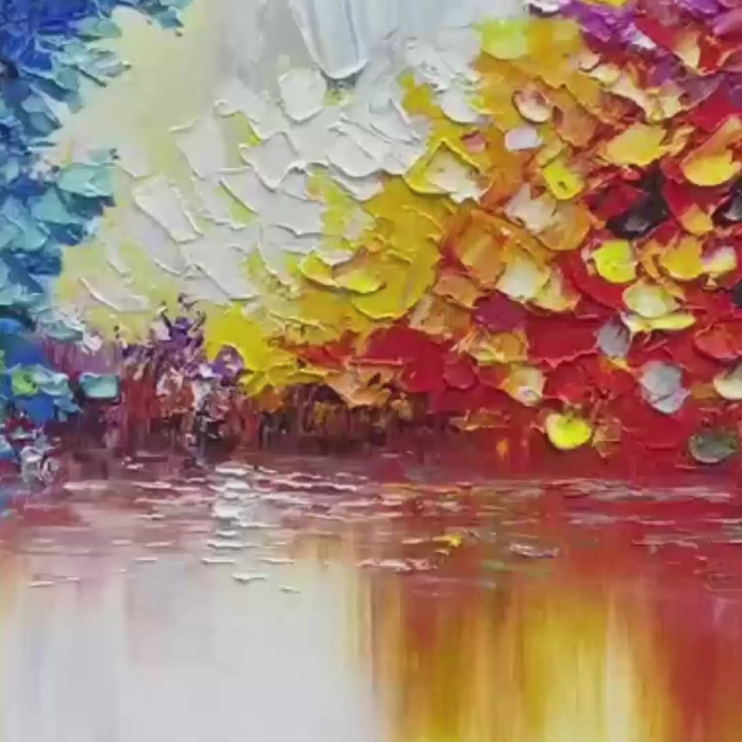COLORFUL REFLECTIONS: Textured Abstract Landscape Painting - Image 3