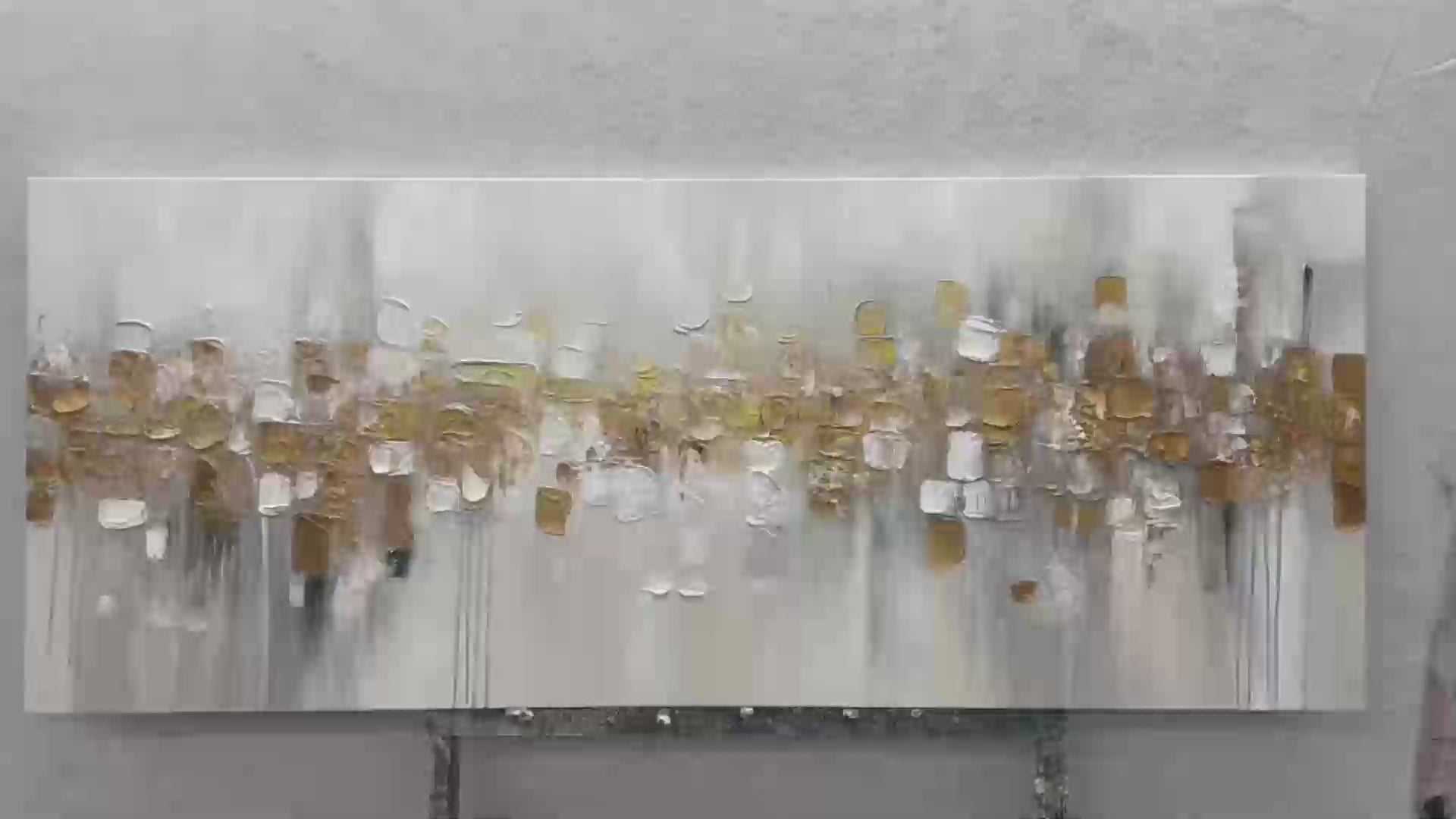 GOLDEN ABSTRACT: Textured Gold and White Abstract Painting - Image 3