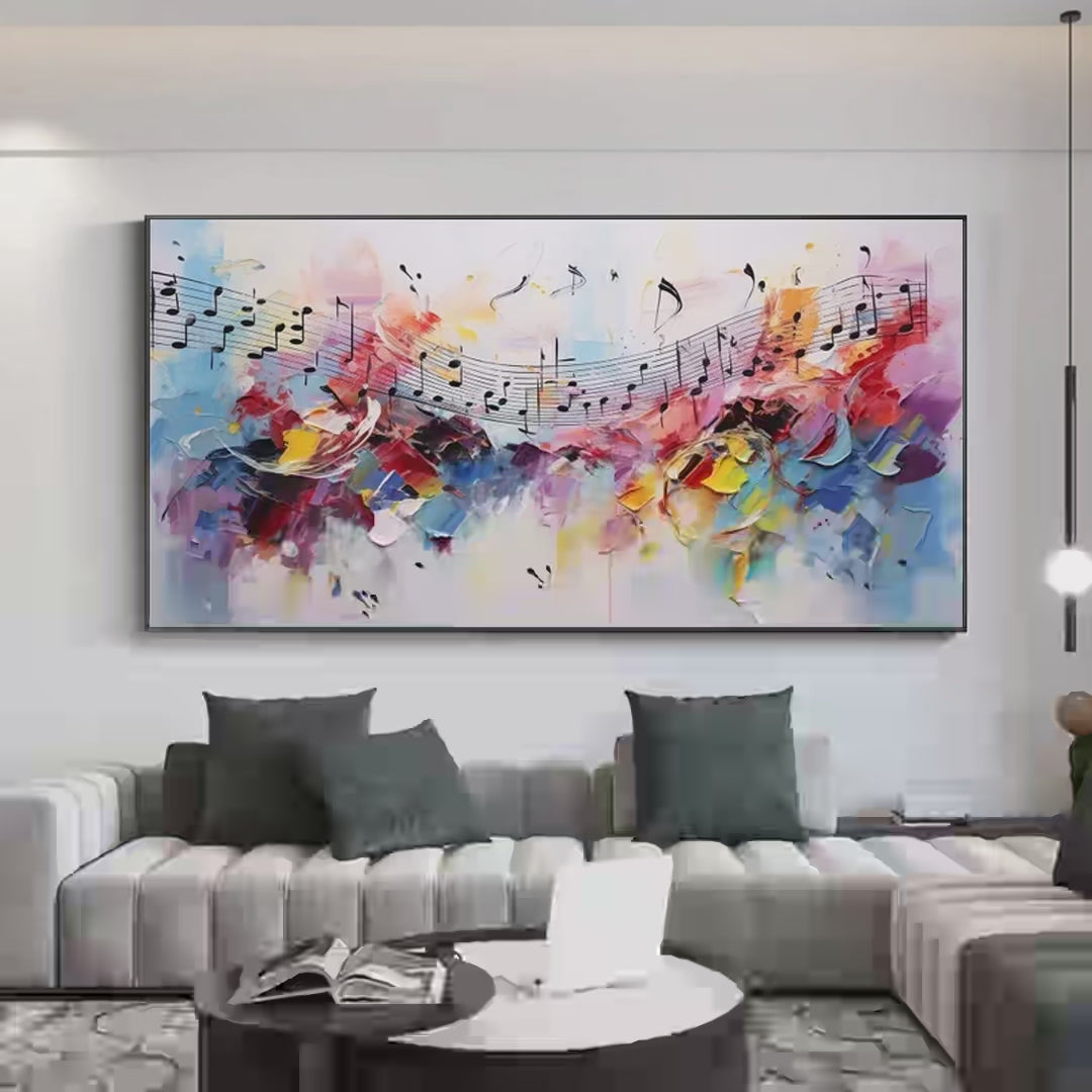 MELODY IN COLOR: Abstract Painting with Musical Notes - Image 6