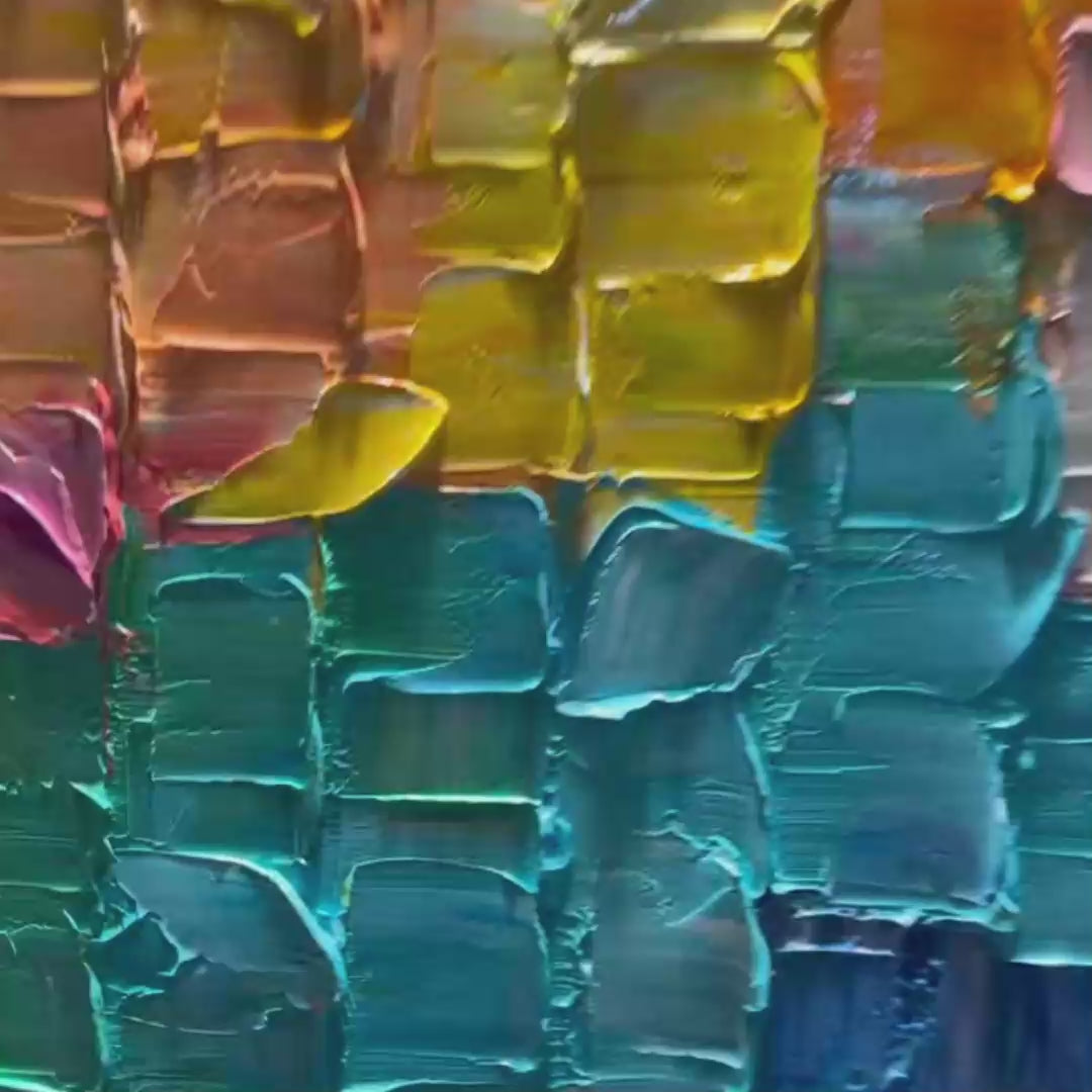 RAINBOW HARMONY: Textured Impasto Abstract Oil Painting - Image 3