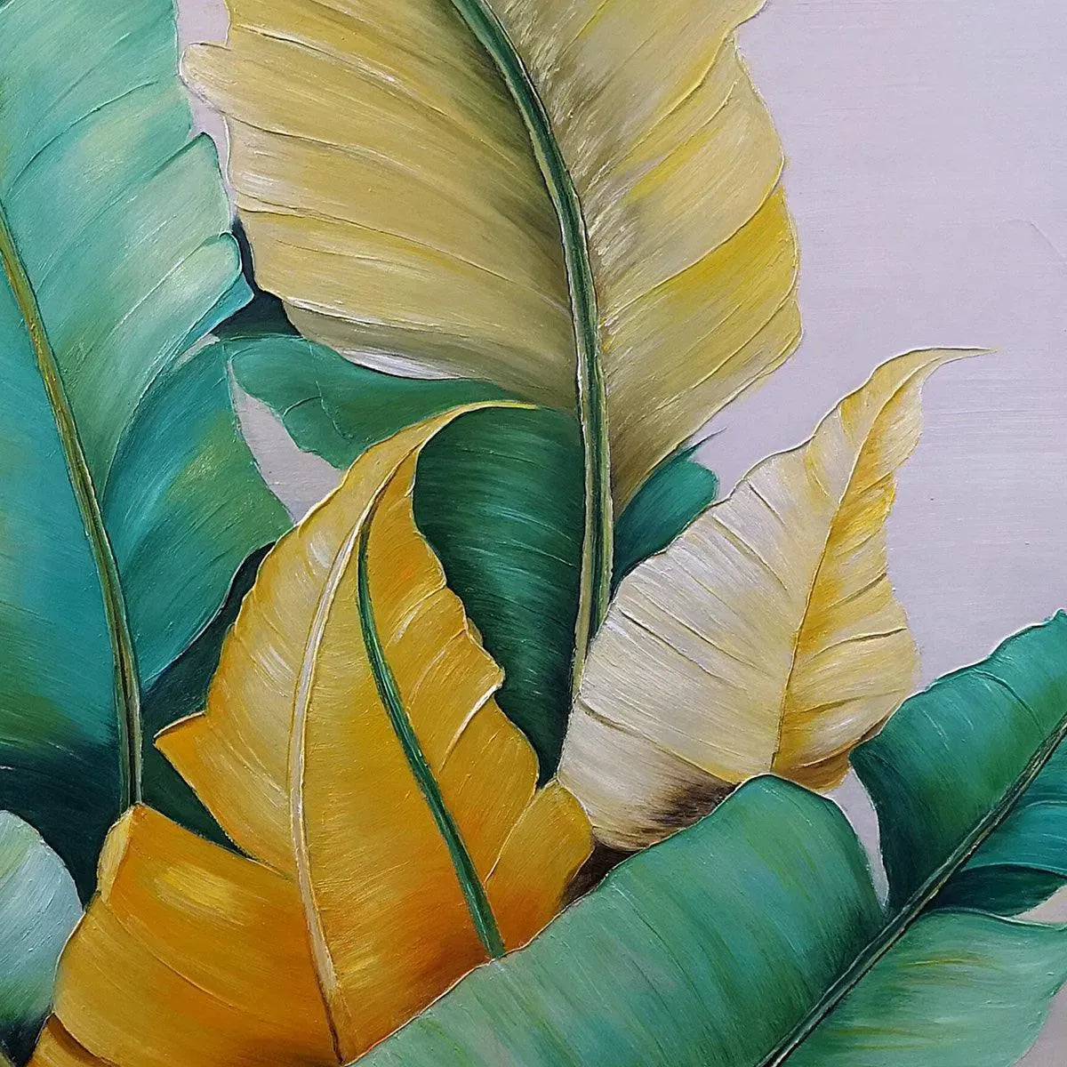 TROPICAL ABUNDANCE: Textured Tropical Leaves Painting, Green and Gold Wall Art, Vertical Canvas, Botanical Decor - Image 5