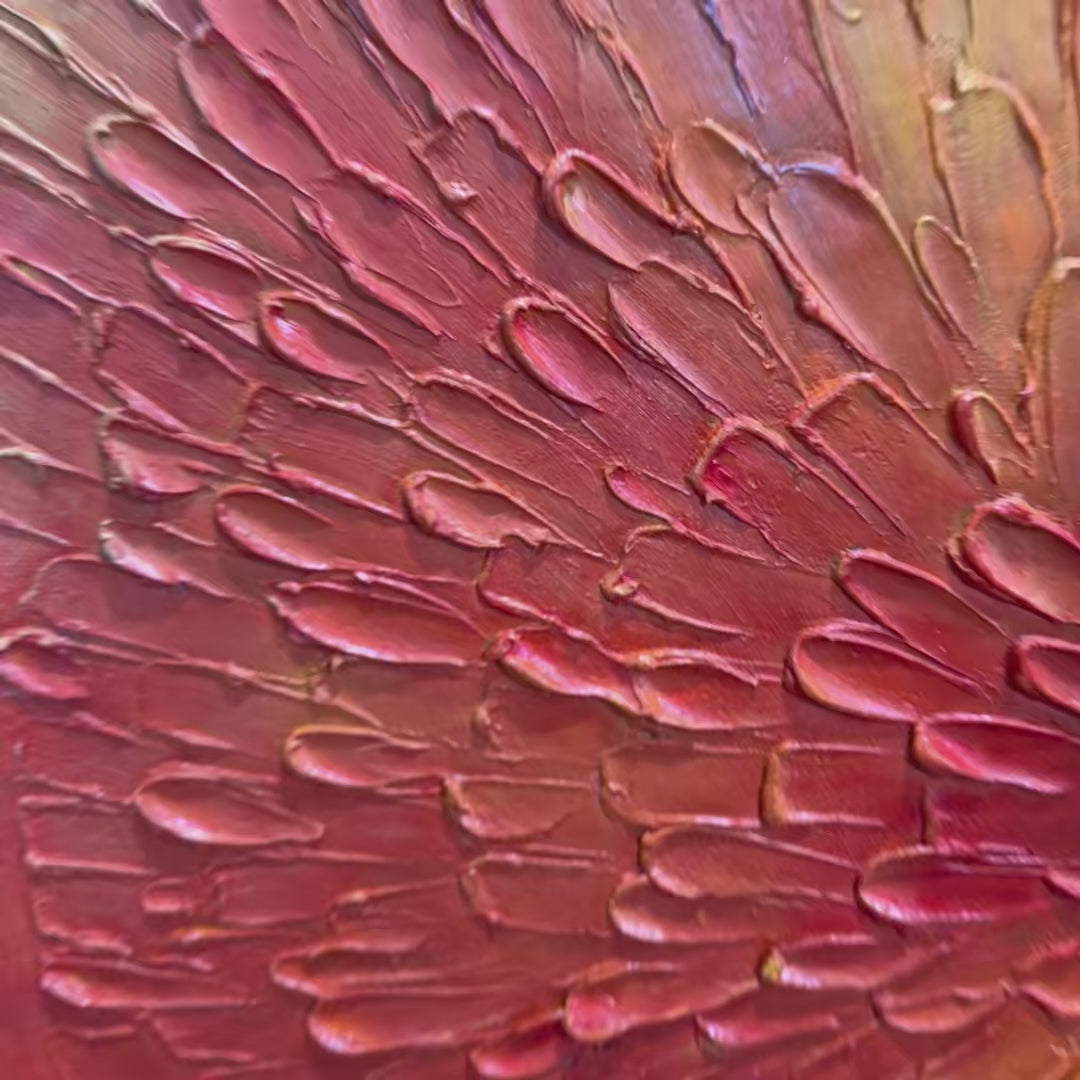 BURST OF COLOR: Square Abstract Impasto Painting, Textured Wall Art, Orange, Pink, Blue - Image 4