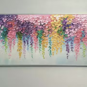 CASCADE OF COLOR: Textured Impasto Floral Oil Painting photo review
